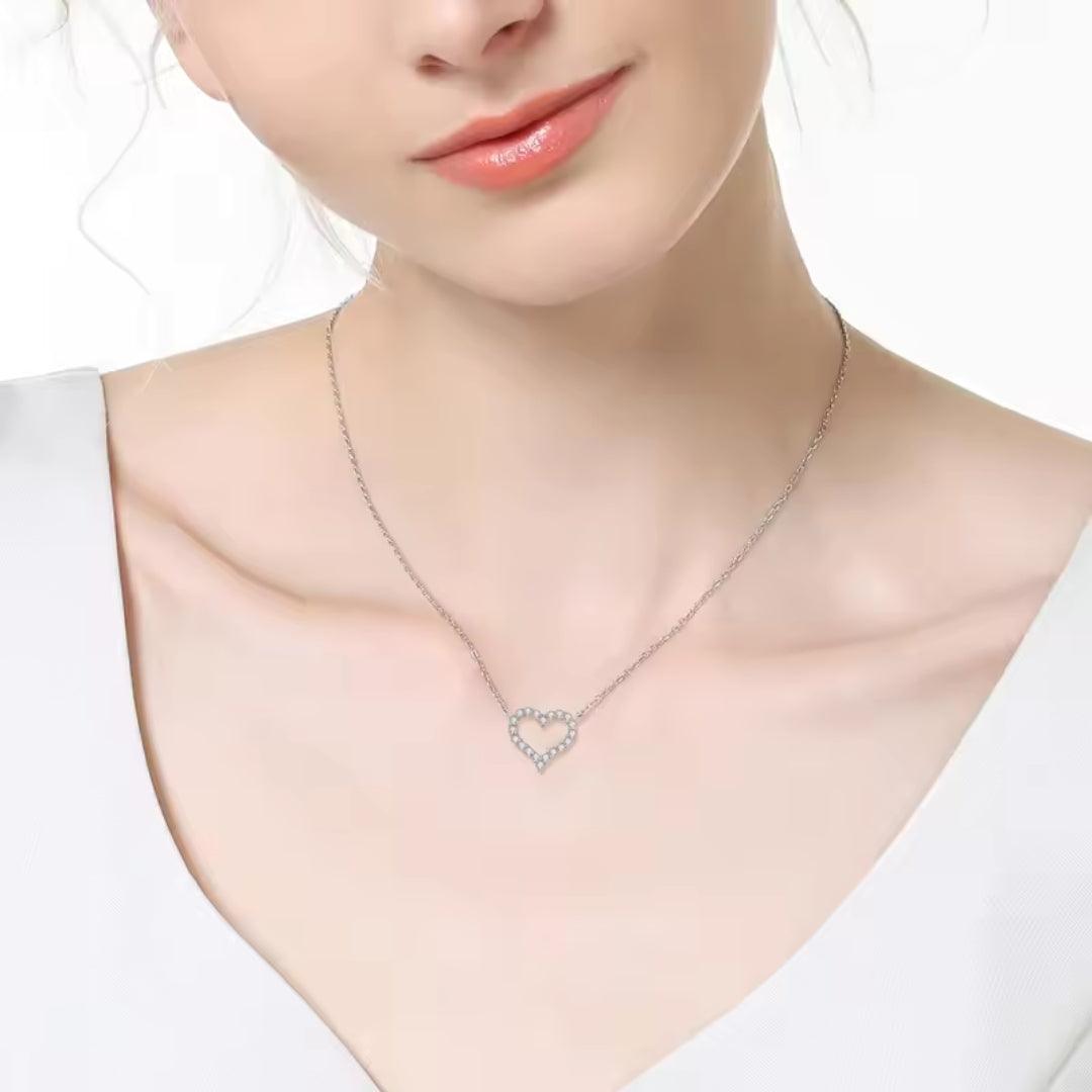 Heart-Shaped Crystal Pendant Necklace