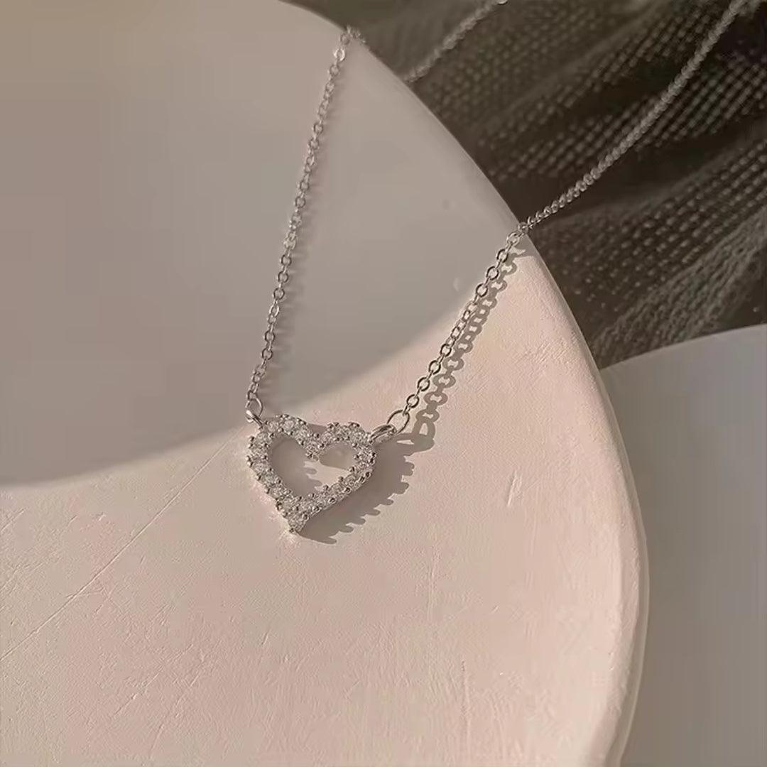 Heart-Shaped Crystal Pendant Necklace