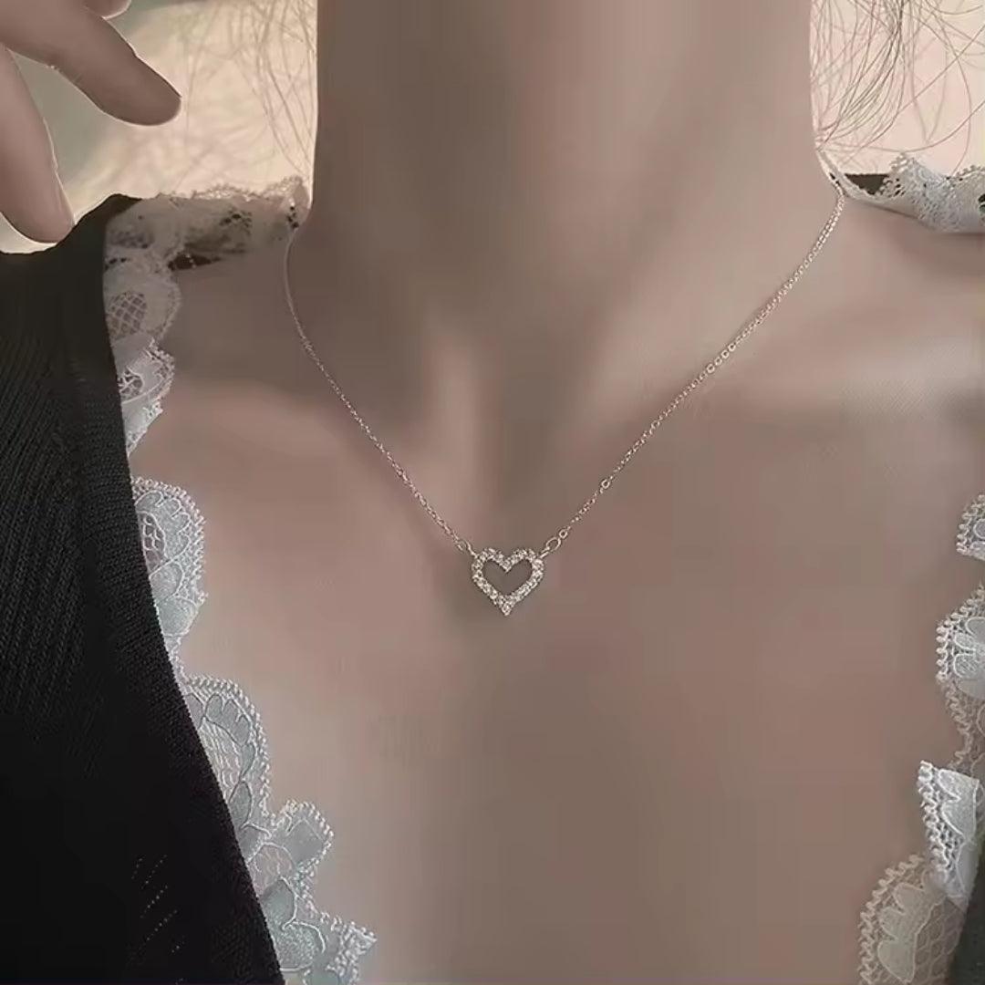 Heart-Shaped Crystal Pendant Necklace