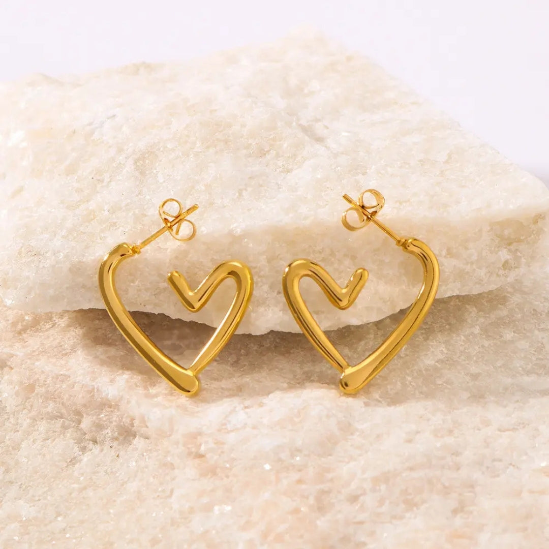 Anti Tarnish Golden Tiny Heart Hoop Earring