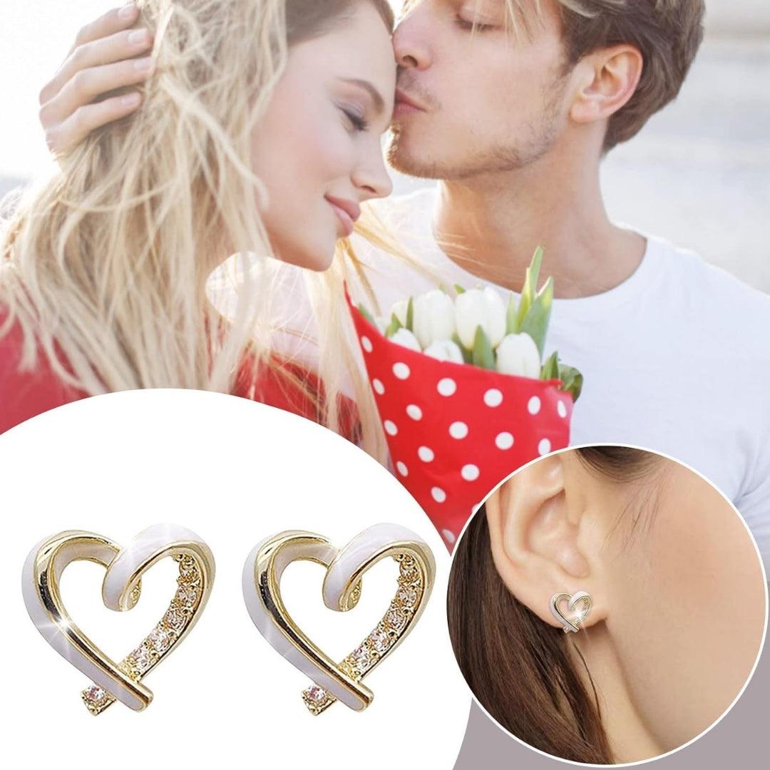 Gold Heart Stud Earrings