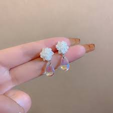White floral earring
