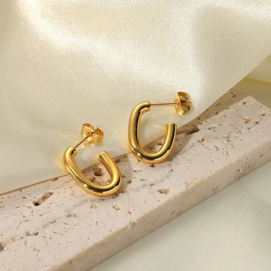 Anti Tarnish C Shaped Hoop Earring