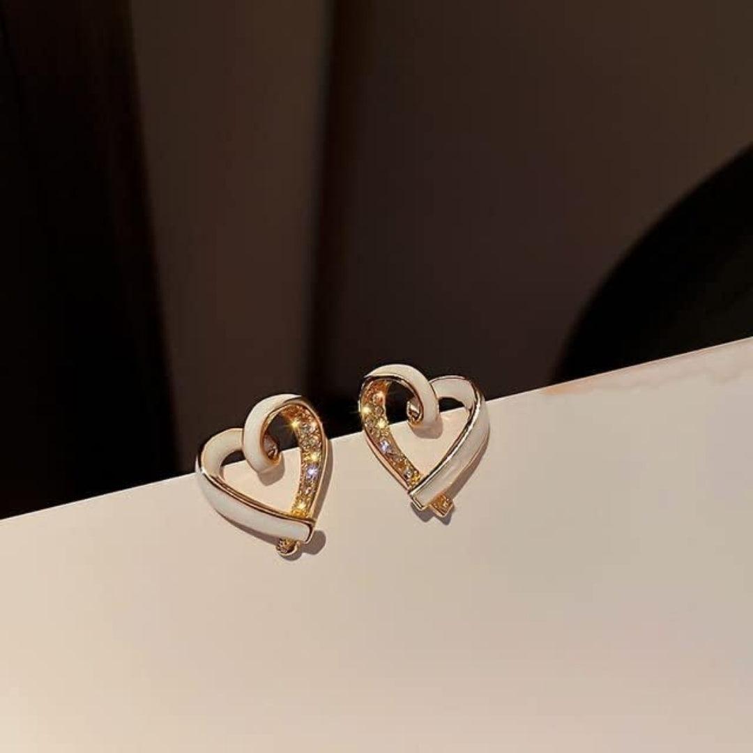 Gold Heart Stud Earrings