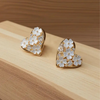 Love White Heart Whith Flowers Stud Earrings
