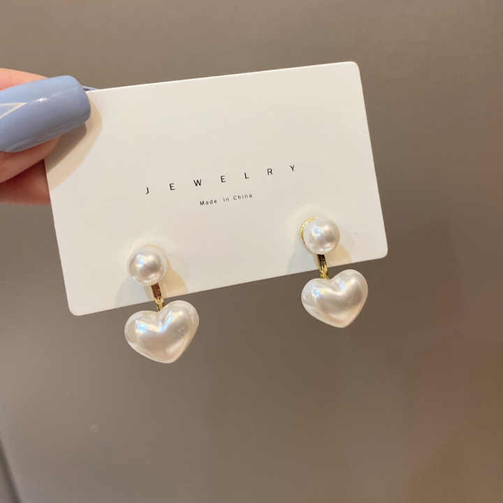 Tiny Love Heart Pearl Earrings