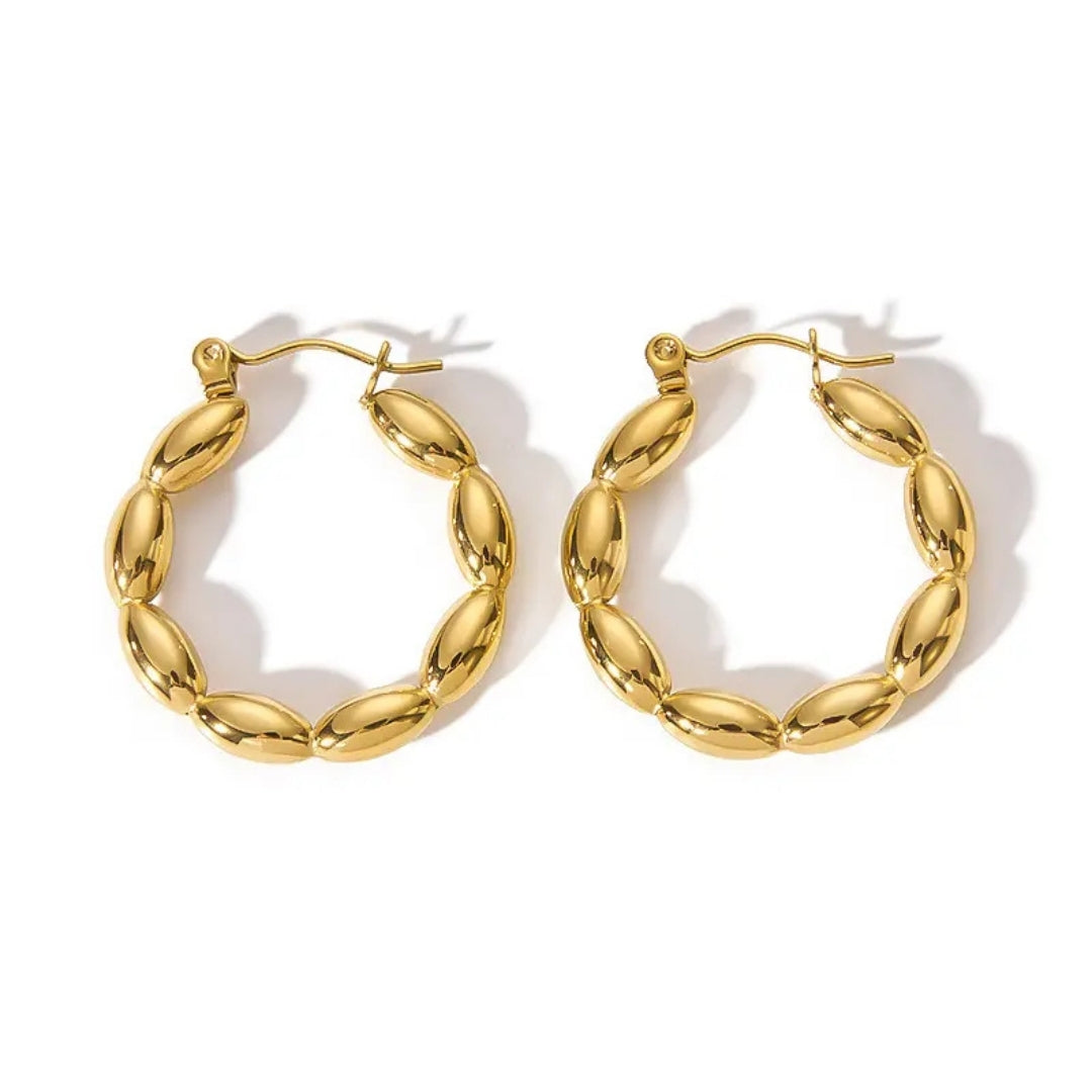 Anti Tarnish Round Bamboo Hoop Earring