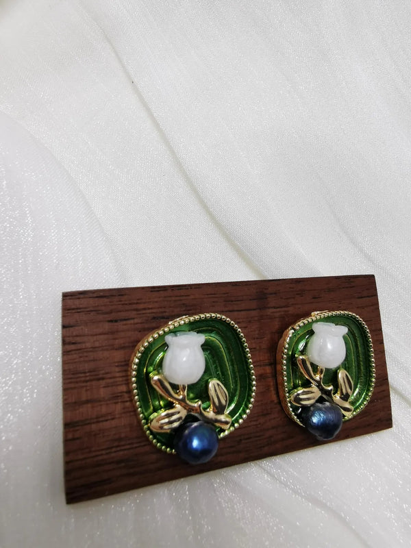 Green Enamel Earring