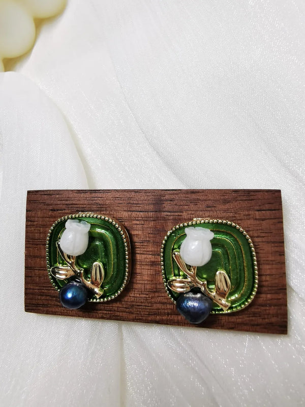 Green Enamel Earring