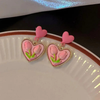 Pink Tulip Heart Earrings