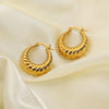 Anti tarnish Golden Ribbed Hoop Earrings