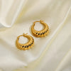 Anti tarnish Golden Ribbed Hoop Earrings