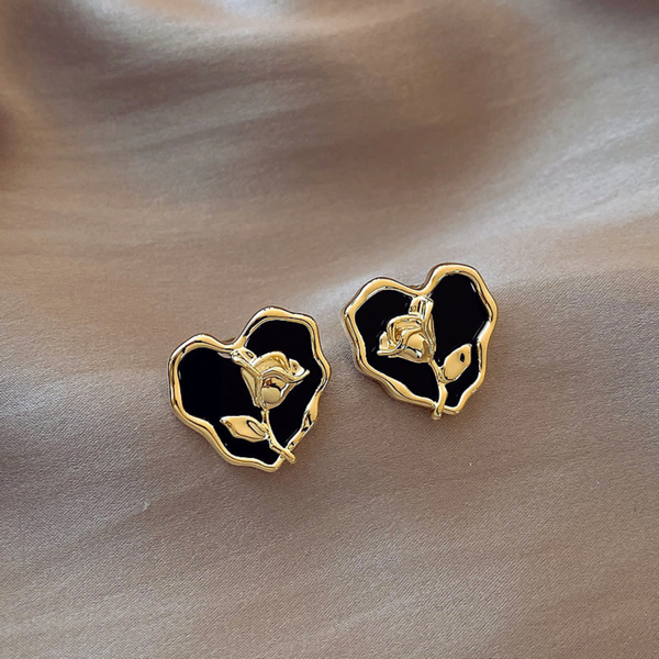 heart with rose earring