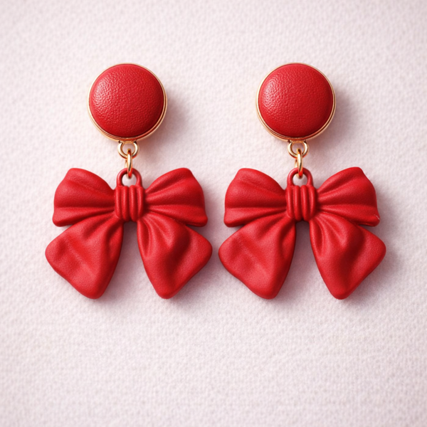 Red Romantic Bow Earrings