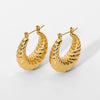 Anti tarnish Golden Ribbed Hoop Earrings
