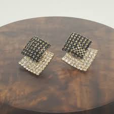 Gold plated eometric black Earring