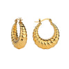 Anti tarnish Golden Ribbed Hoop Earrings