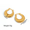 Anti tarnish Golden Ribbed Hoop Earrings