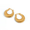Anti tarnish Golden Ribbed Hoop Earrings