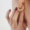 Anti tarnish Golden Ribbed Hoop Earrings