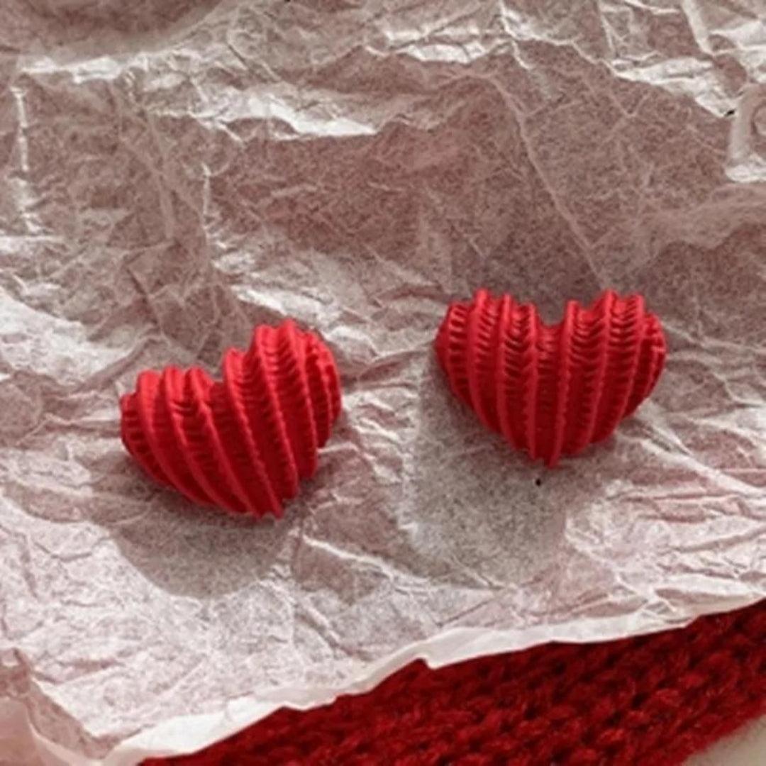 Red Heart Stud Earrings