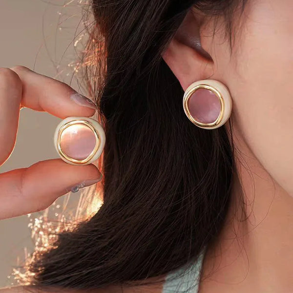 Pink resin stud earring