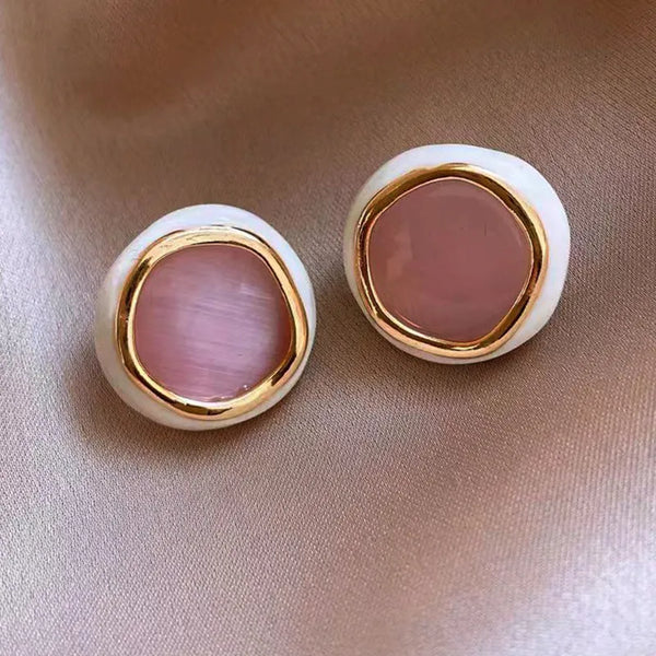 Pink resin stud earring