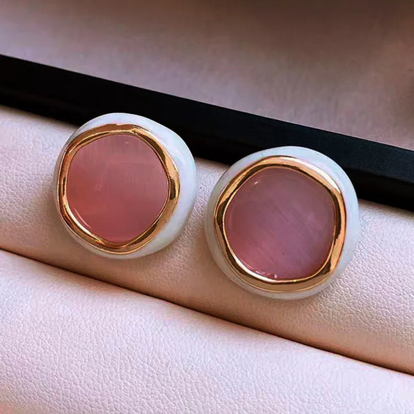 Pink resin stud earring