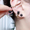 Black Pearl Rose Flower Stud Earrings