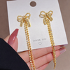 Bow chain Long Earring
