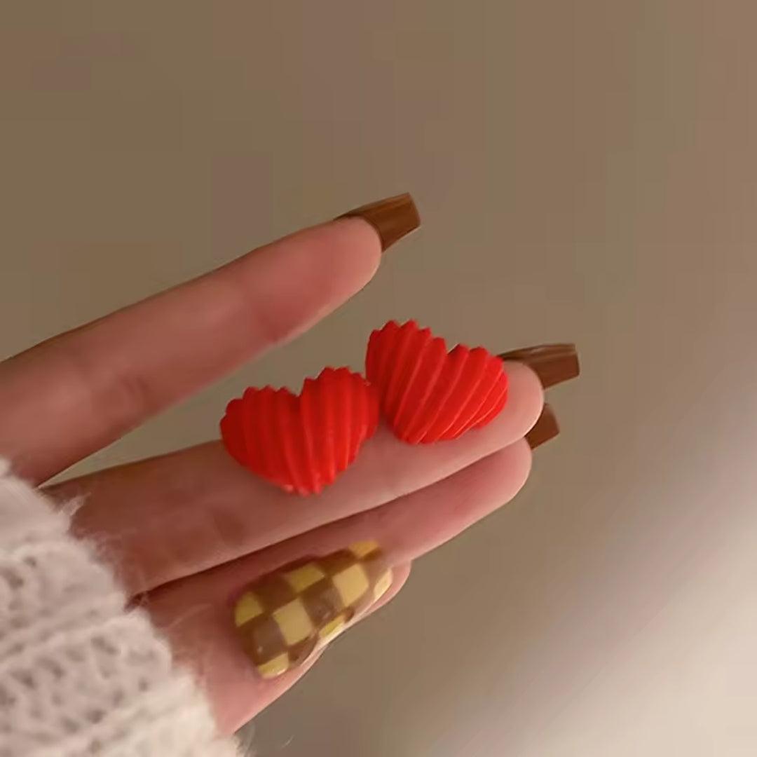 Red Heart Stud Earrings