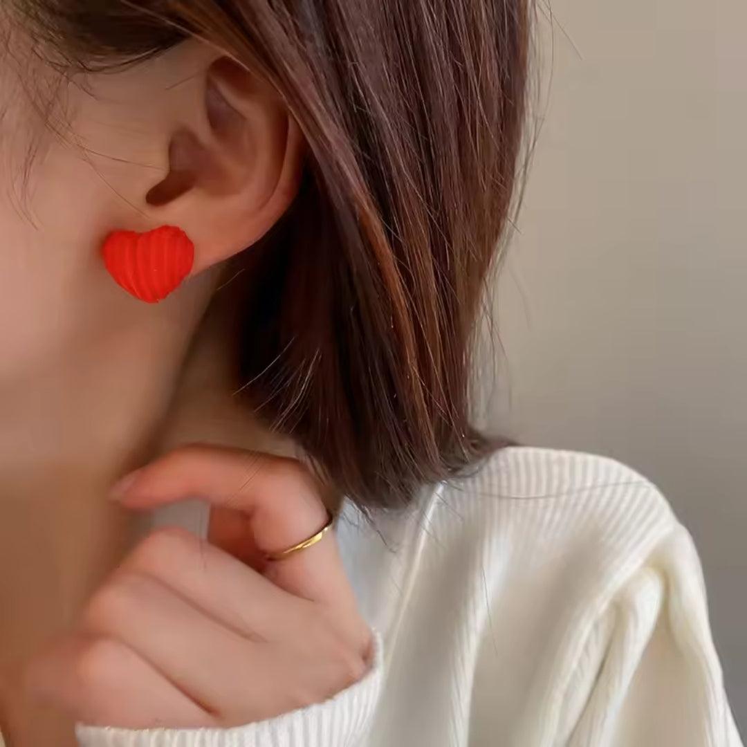 Red Heart Stud Earrings