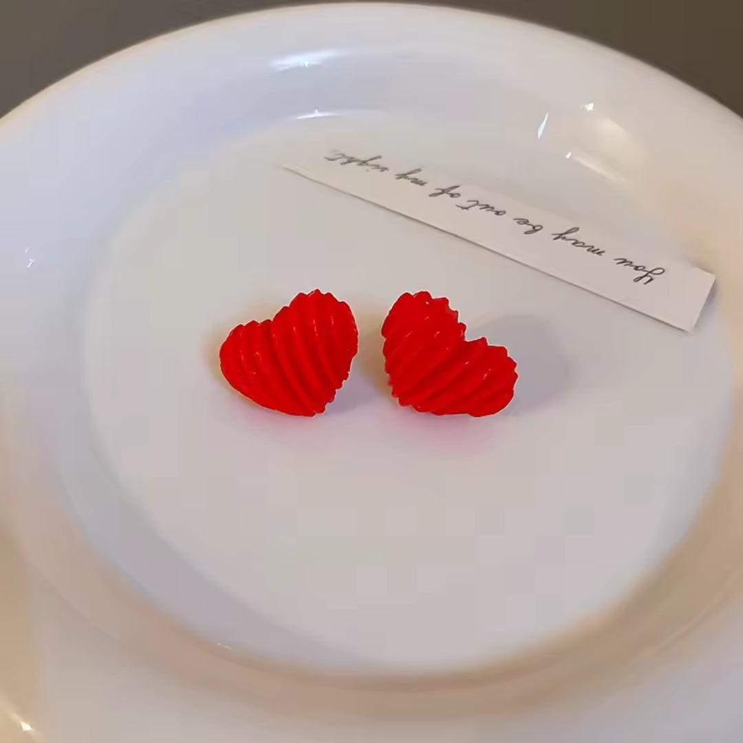 Red Heart Stud Earrings