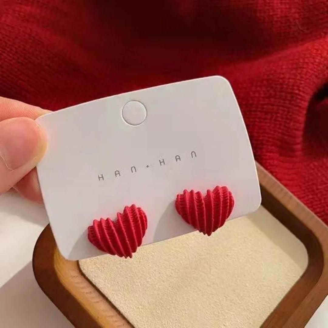 Red Heart Stud Earrings