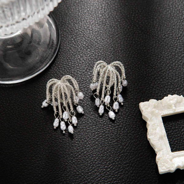 Silver Pearl Drops Earring