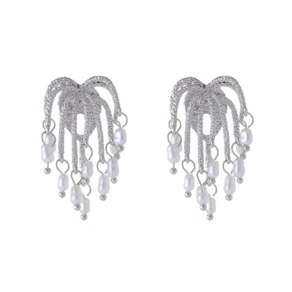 Silver Pearl Drops Earring