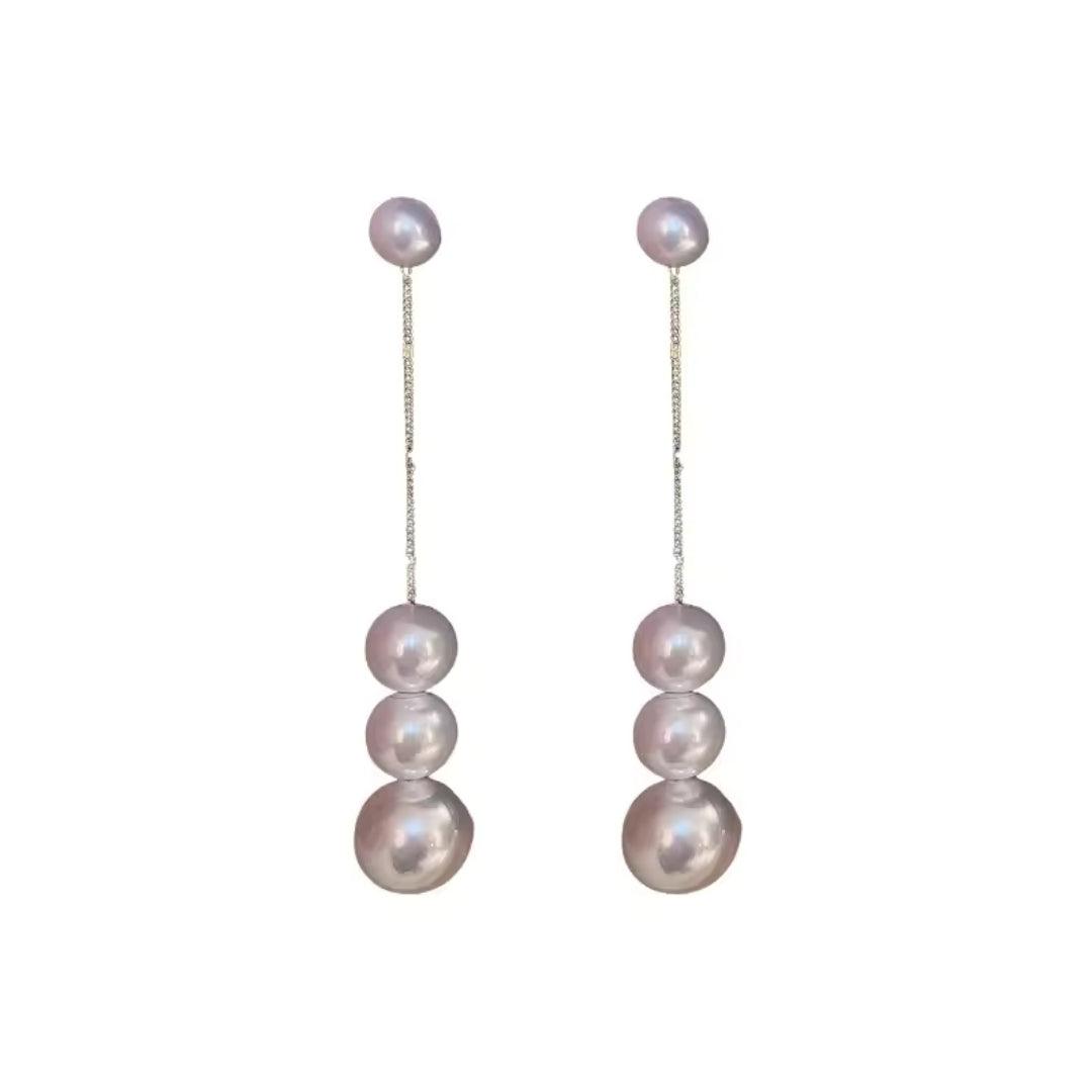 Triple Pearl Drop Earrings