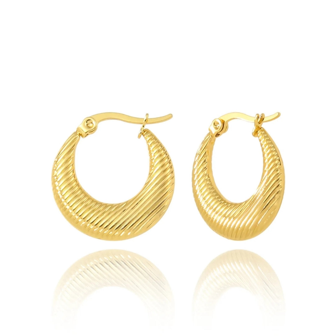 Anti Tarnish Strip Hoops Earrings