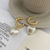 Pearl Heart Huggies Hoop Drop Earrings