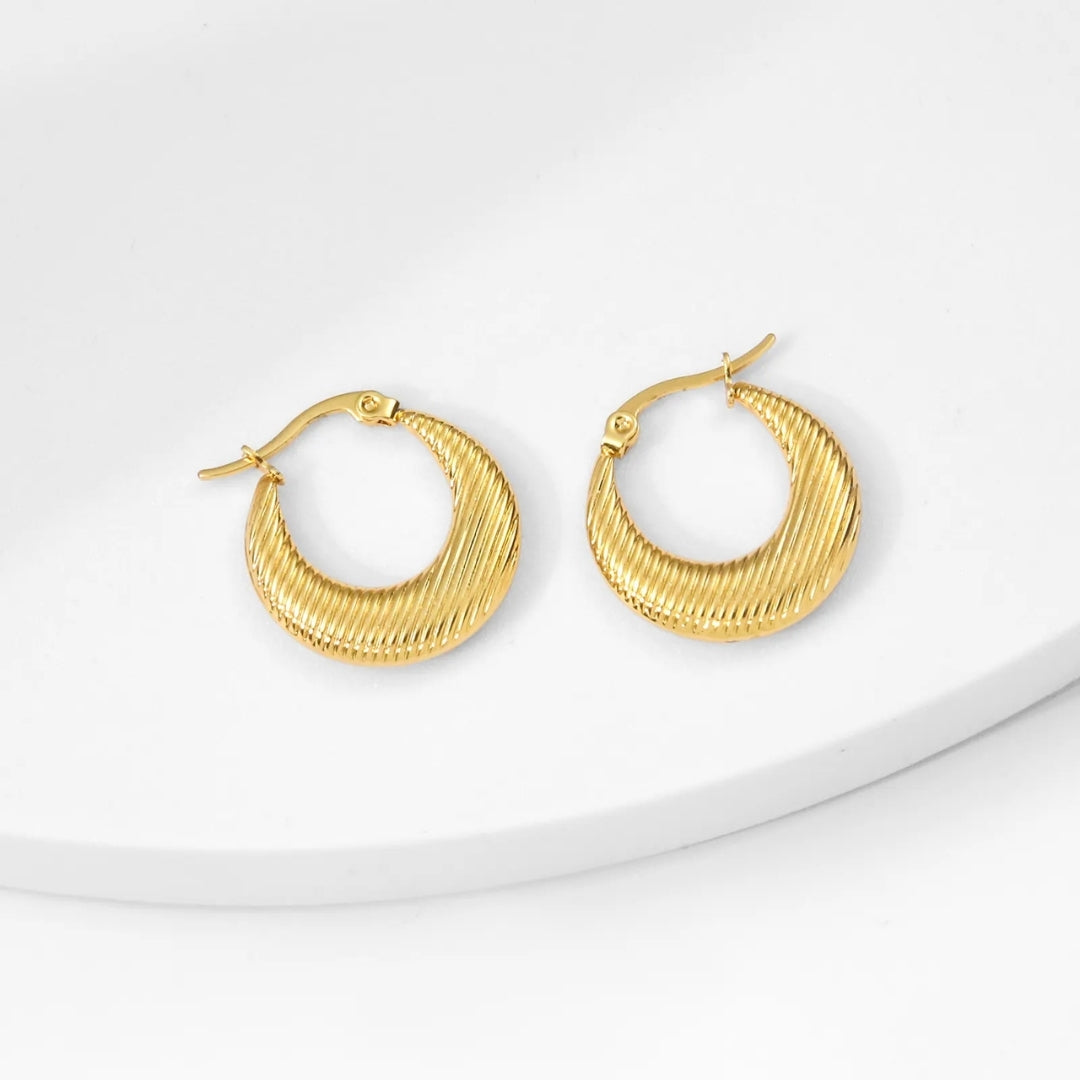 Anti Tarnish Strip Hoops Earrings