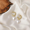 Pearl Heart Huggies Hoop Drop Earrings