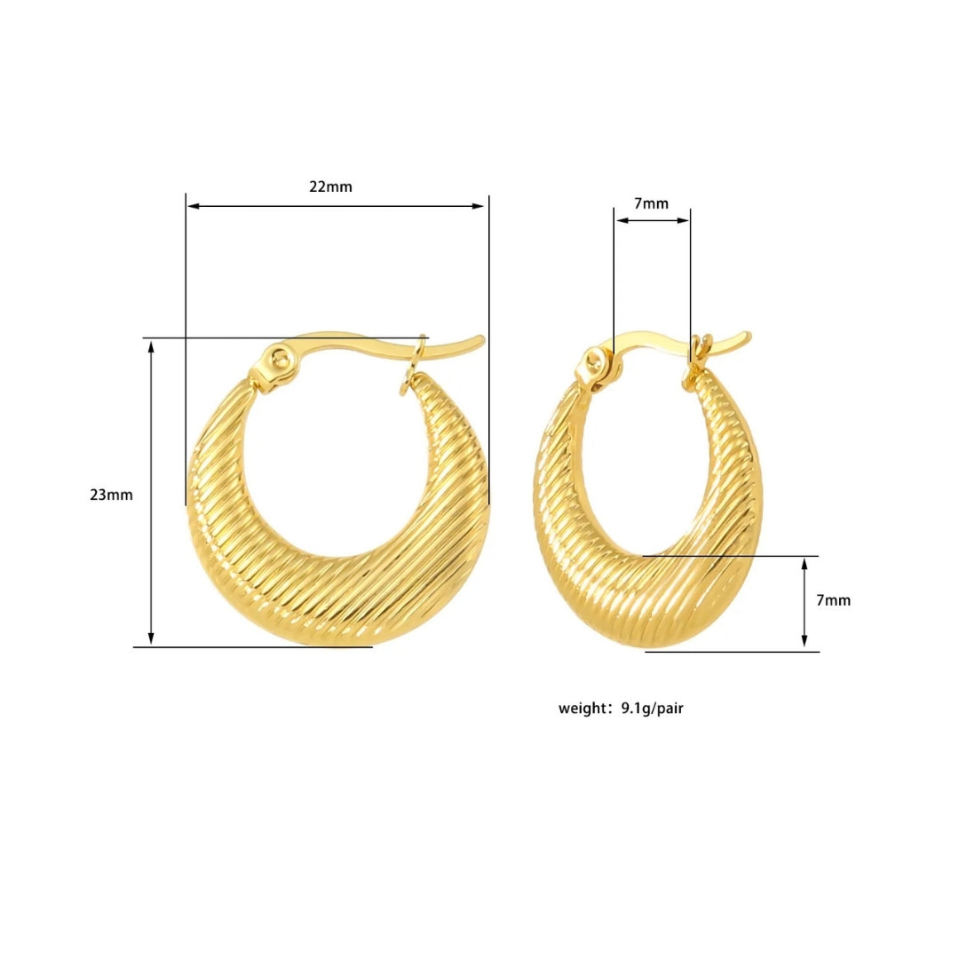 Anti Tarnish Strip Hoops Earrings