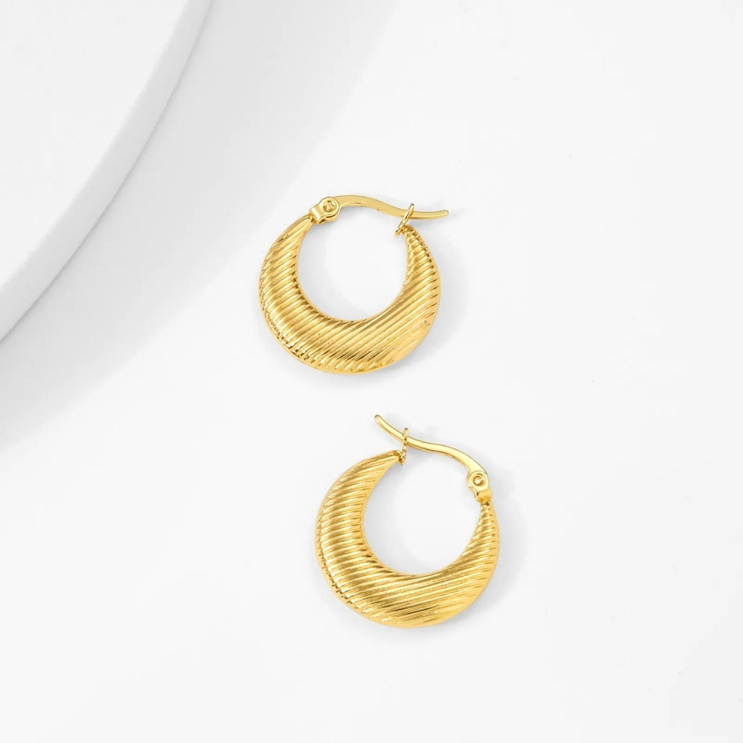 Anti Tarnish Strip Hoops Earrings