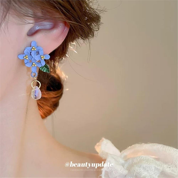 Blue Floral Earring