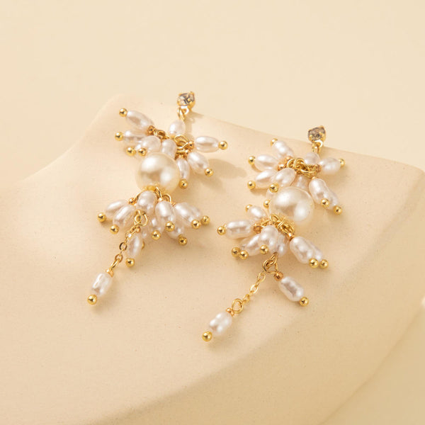 White Flower Long Tassel Earring