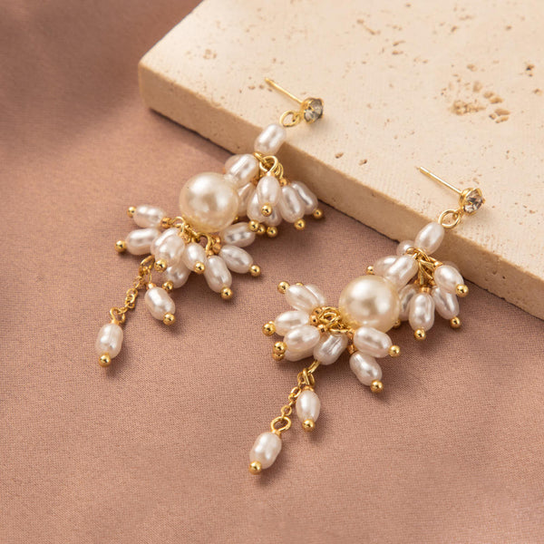 White Flower Long Tassel Earring