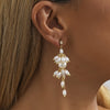 White Flower Long Tassel Earring