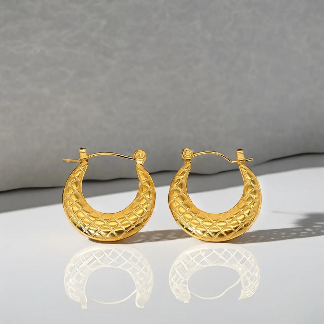 Anti Tarnish Round Geometric Hoop Earrings