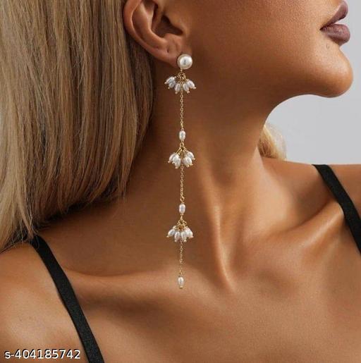 faux pearl dangle earring