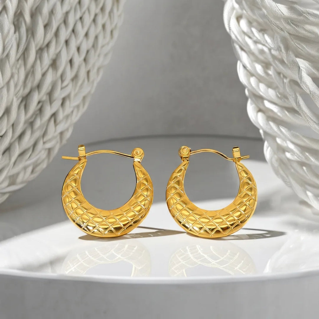 Anti Tarnish Round Geometric Hoop Earrings